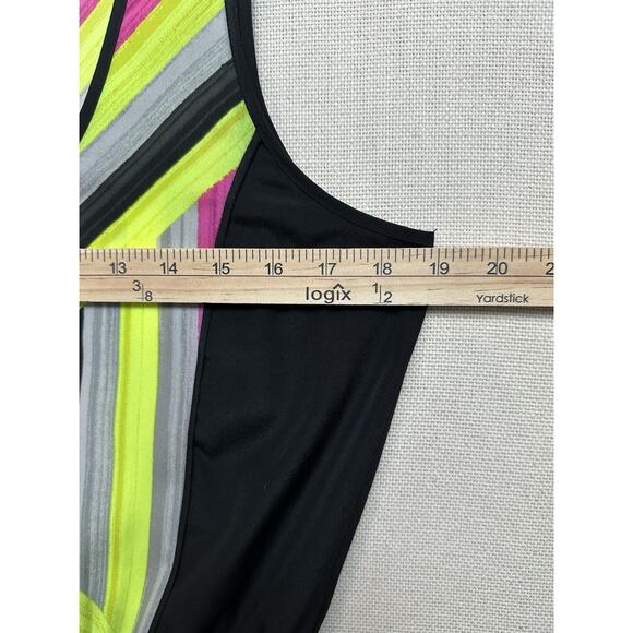 Michael Kors Maxi Black W/ Neon Geometric Design Drawstrings Stunning Dress Sz 8 - Picture 15 of 16